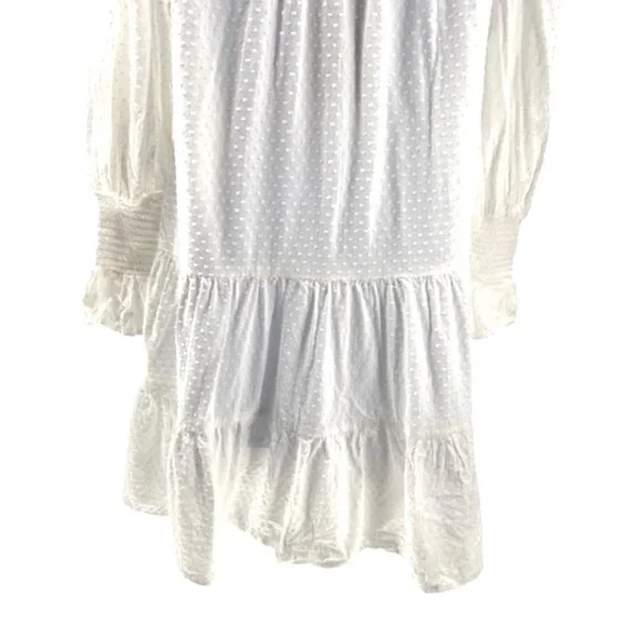 Pomander PlaceNEW White Swiss Dot Kenzo Long Sleeve V-Neck Mini